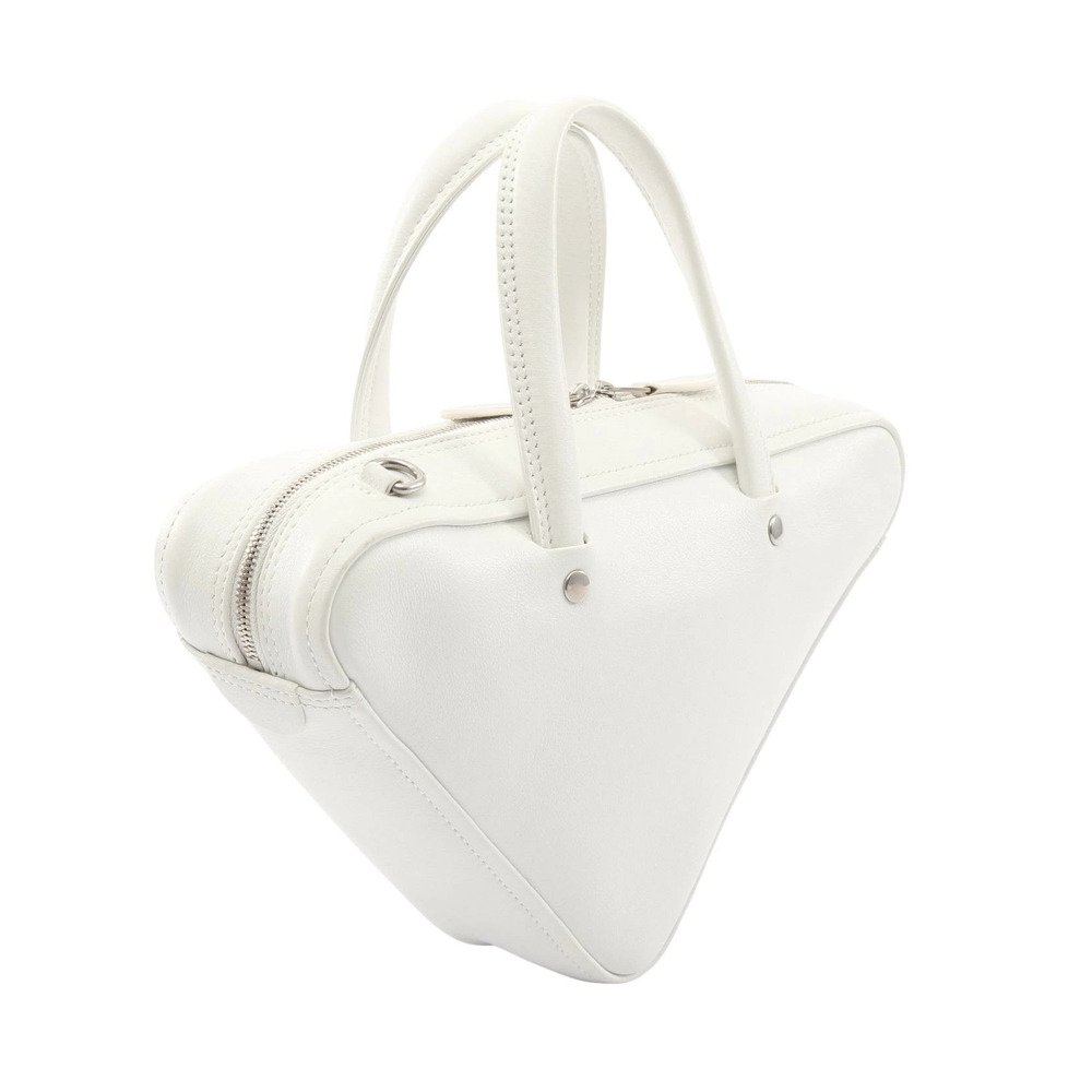 Balenciaga Duffle Handbag XS White Triangle Leather